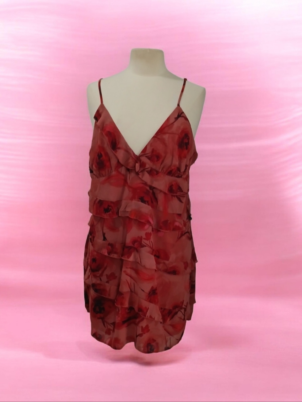 Floral Ruffle Slip Dress | Cocktail Dress - Picture 8 of 8